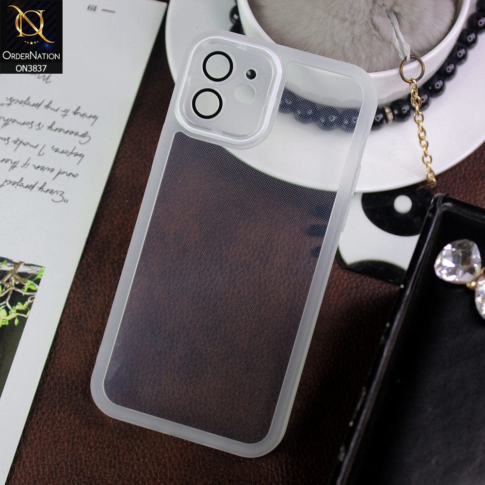 iPhone 12 Cover - White - New Colored Soft Silicone Borders with Camera Bumper Lense Protective Case