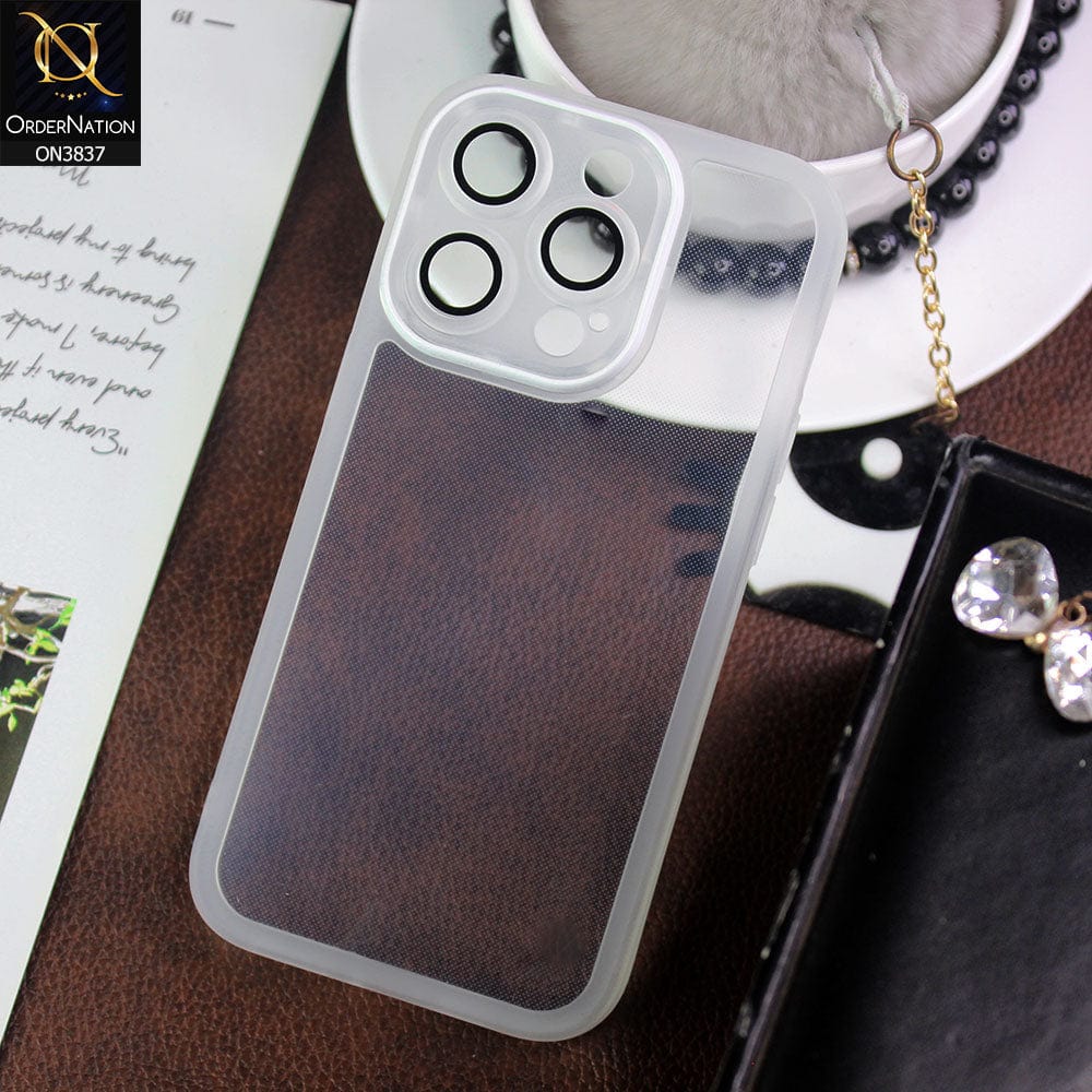 iPhone 13 Pro Cover - White - New Colored Soft Silicone Borders with Camera Bumper Lense Protective Case
