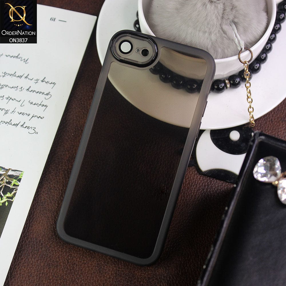 iPhone 8 / 7 Cover - Black - New Colored Soft Silicone Borders with Camera Bumper Lense Protective Case