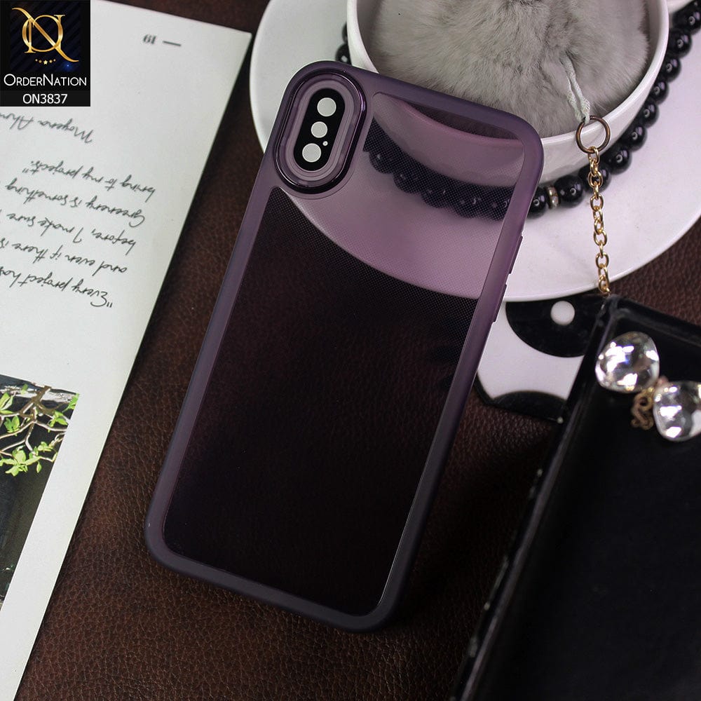 iPhone XS / X Cover - Purple - New Colored Soft Silicone Borders with Camera Bumper Lense Protective Case