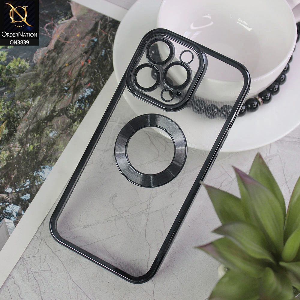 iPhone 13 Pro Cover - Black - New Soft Color Borders Logo Hole With Camera Lense Protection Clear Back Case