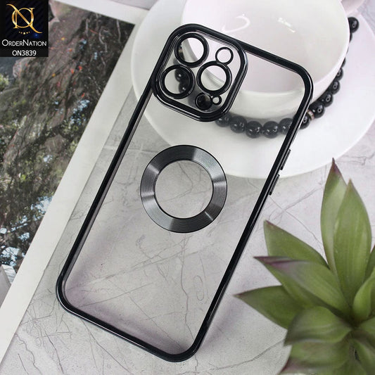 iPhone 13 Pro Max Cover - Black - New Soft Color Borders Logo Hole With Camera Lense Protection Clear Back Case