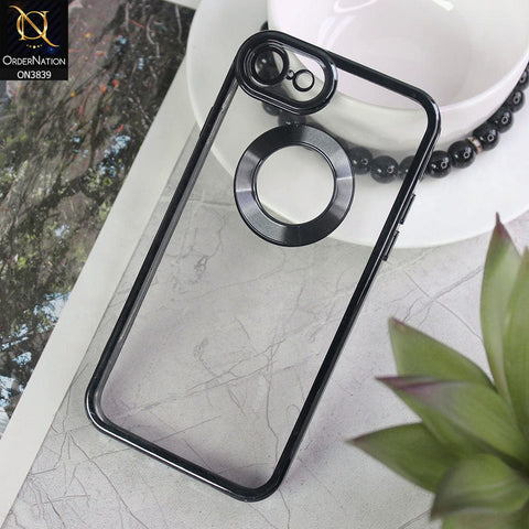 iPhone SE 2020 Cover - Black - New Soft Color Borders Logo Hole With Camera Lense Protection Clear Back Case