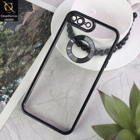 iPhone 8 Plus / 7 Plus Cover - Black - New Soft Color Borders Logo Hole With Camera Lense Protection Clear Back Case