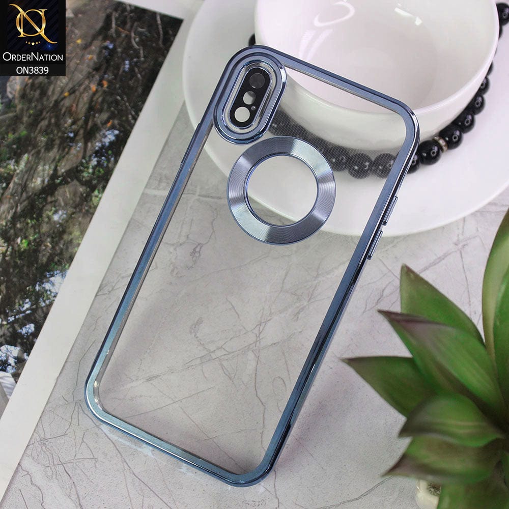 iPhone XS / X Cover - Sierra Blue - New Soft Color Borders Logo Hole With Camera Lense Protection Clear Back Case
