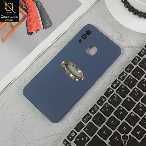 Samsung Galaxy A30 Cover - Blue - Soft Silicone Camera Lense Protector Chrome Logo Hole Case