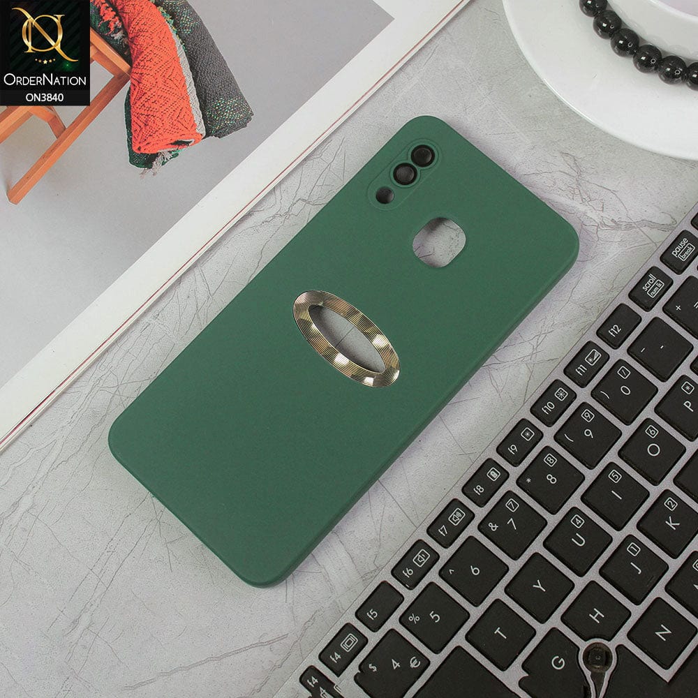 Samsung Galaxy A20 Cover - Green - Soft Silicone Camera Lense Protector Chrome Logo Hole Case