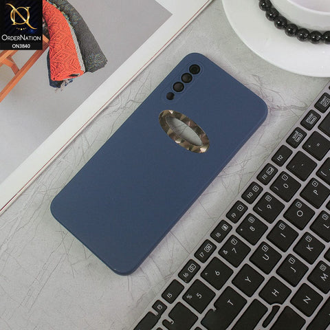 Samsung Galaxy A50 Cover - Blue - Soft Silicone Camera Lense Protector Chrome Logo Hole Case
