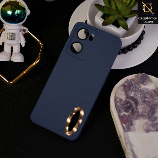 Oppo A77s Cover - Blue - Soft Silicone Camera Lense Protector Chrome Logo Hole Case