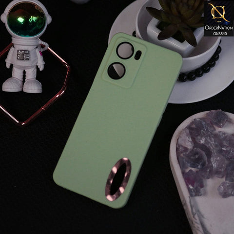 Oppo A57e Cover - Light Green - Soft Silicone Camera Lense Protector Chrome Logo Hole Case