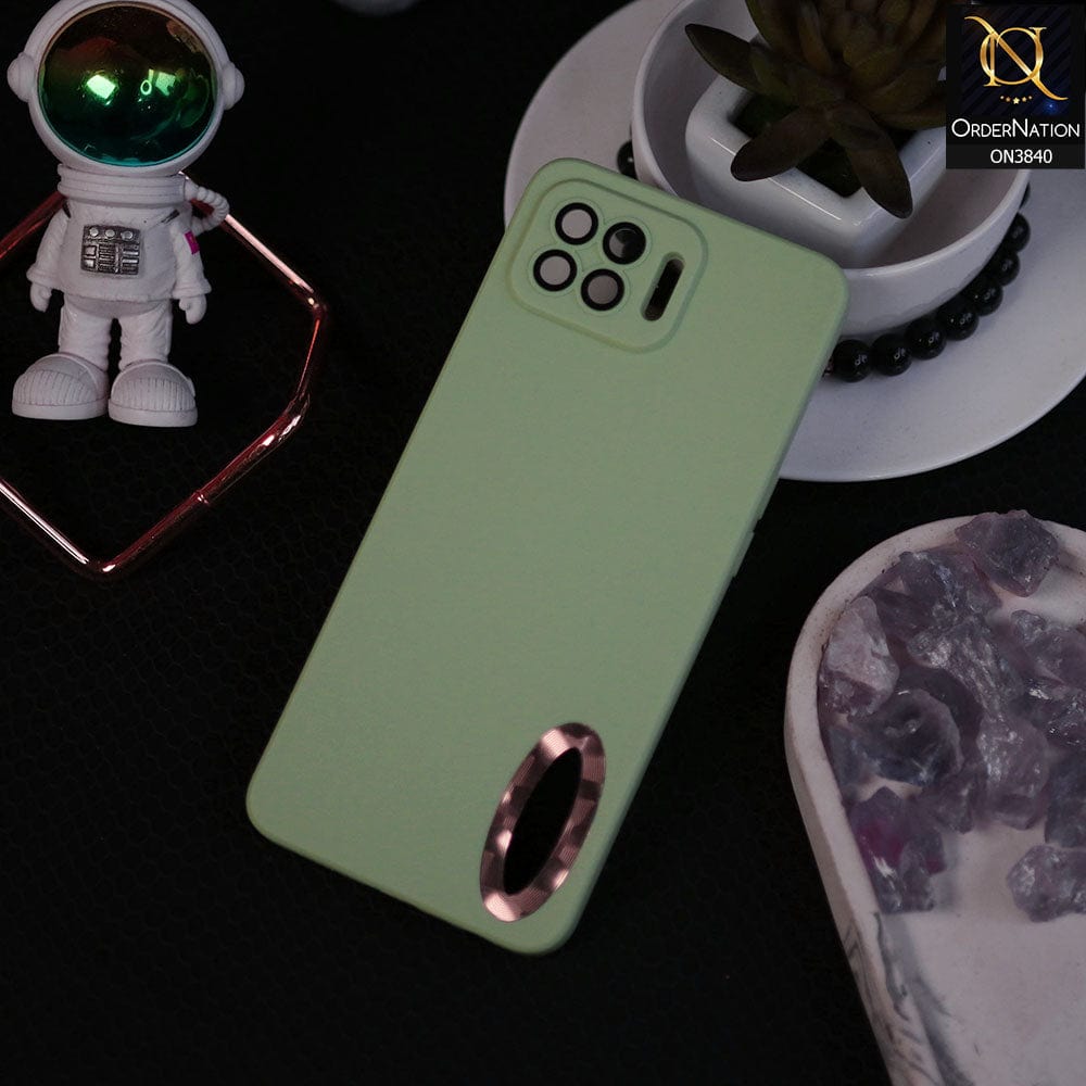 Oppo F17 Pro Cover - Light Green - Soft Silicone Camera Lense Protector Chrome Logo Hole Case