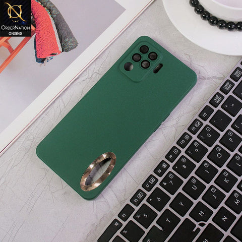 Oppo A94 Cover - Green - Soft Silicone Camera Lense Protector Chrome Logo Hole Case