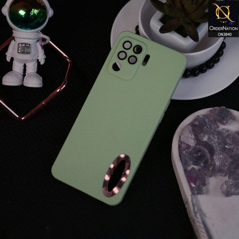 Oppo A94 Cover - Light Green - Soft Silicone Camera Lense Protector Chrome Logo Hole Case