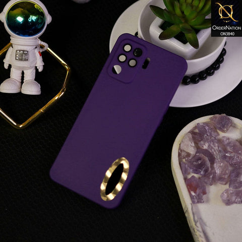 Oppo A94 Cover - Purple - Soft Silicone Camera Lense Protector Chrome Logo Hole Case