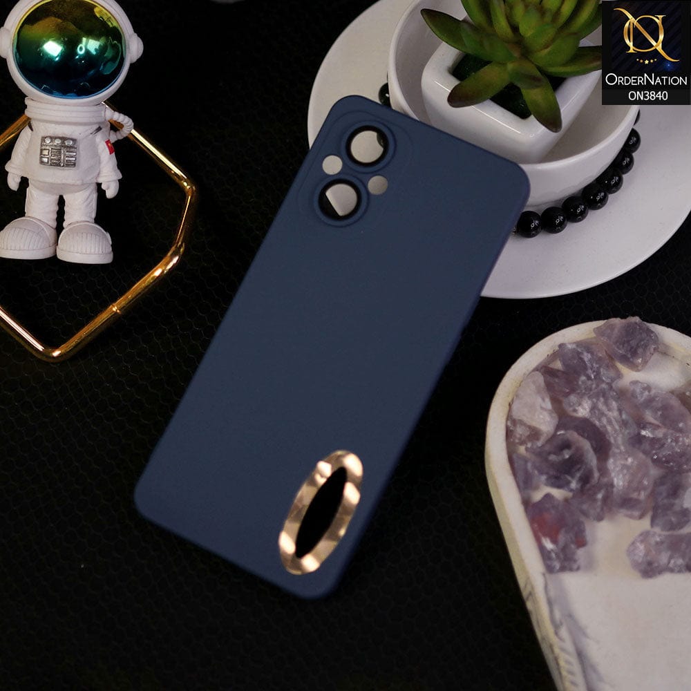 Oppo Reno7 Z 5G Cover - Blue - Soft Silicone Camera Lense Protector Chrome Logo Hole Case