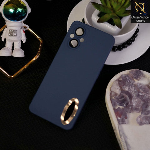 Oppo F21 Pro 5G Cover - Blue - Soft Silicone Camera Lense Protector Chrome Logo Hole Case
