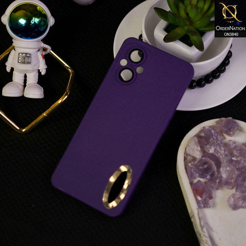Oppo Reno7 Z 5G Cover - Purple - Soft Silicone Camera Lense Protector Chrome Logo Hole Case