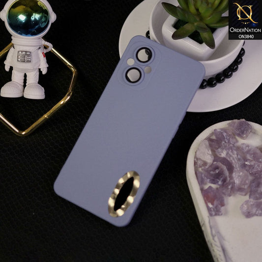 Oppo Reno 7 Lite Cover - Stone Blue - Soft Silicone Camera Lense Protector Chrome Logo Hole Case