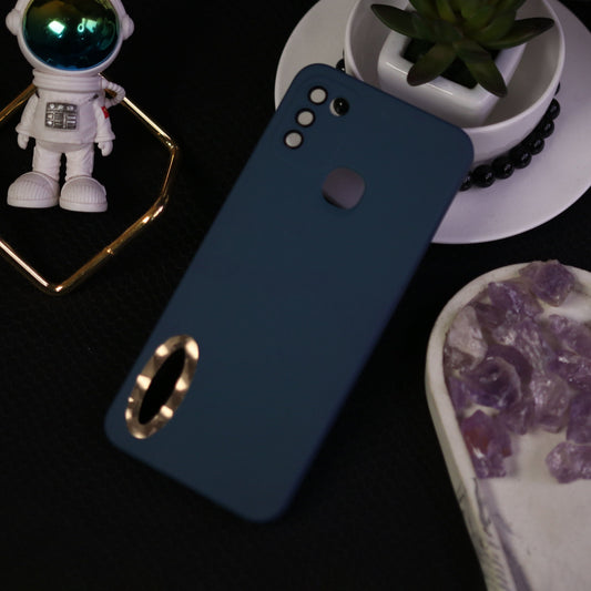 Infinix Hot 11 Play Cover - Blue - Soft Silicone Camera Lense Protector Chrome Logo Hole Case