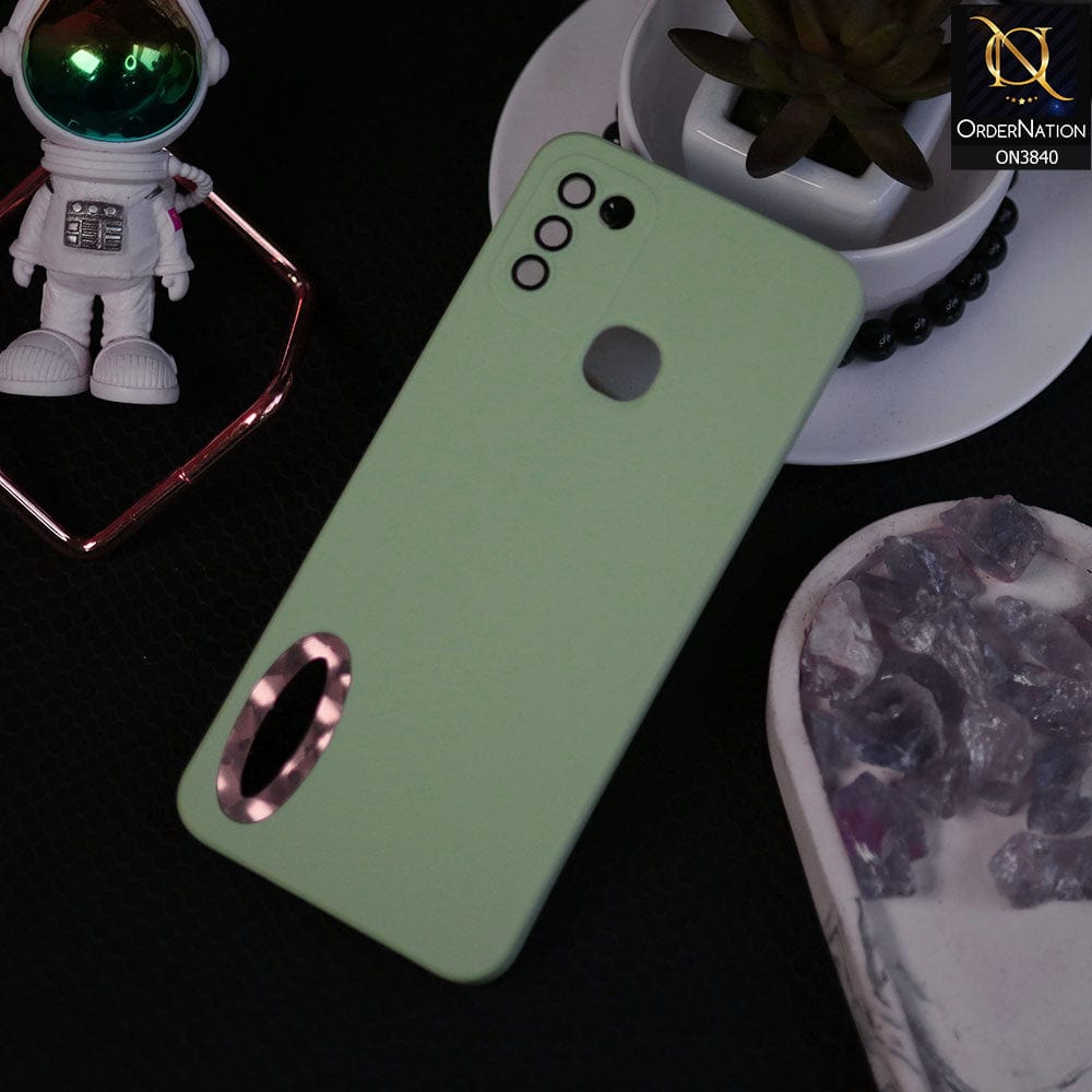 Infinix Hot 11 Play Cover - Light Green - Soft Silicone Camera Lense Protector Chrome Logo Hole Case