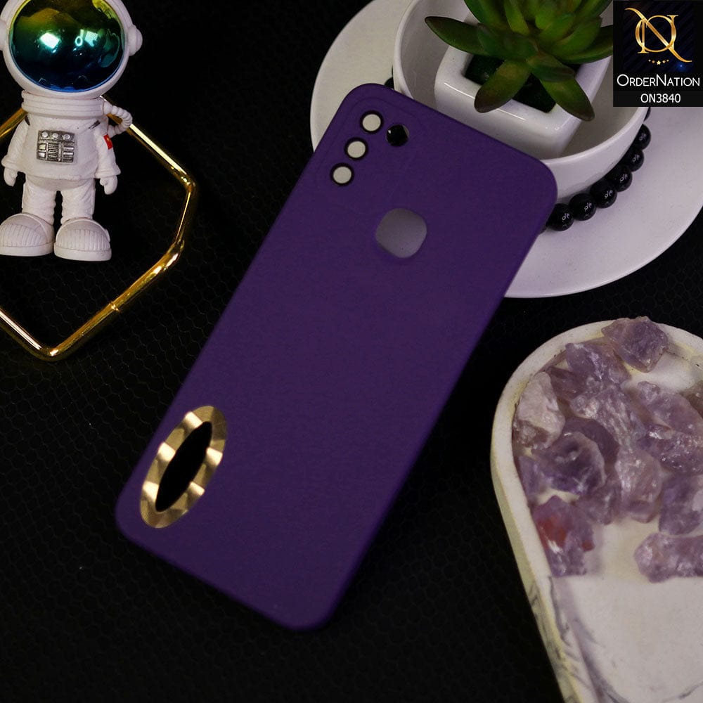Infinix Hot 11 Play Cover - Purple - Soft Silicone Camera Lense Protector Chrome Logo Hole Case