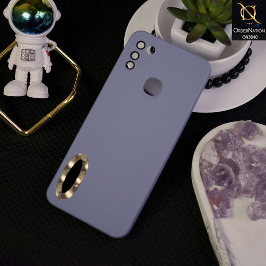 Infinix Hot 11 Play Cover - Stone Blue - Soft Silicone Camera Lense Protector Chrome Logo Hole Case