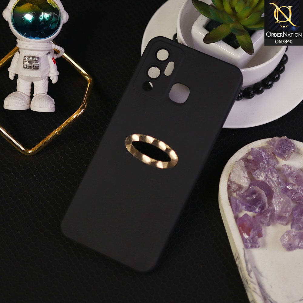 Infinix Hot 12 Play Cover - Black - Soft Silicone Camera Lense Protector Chrome Logo Hole Case