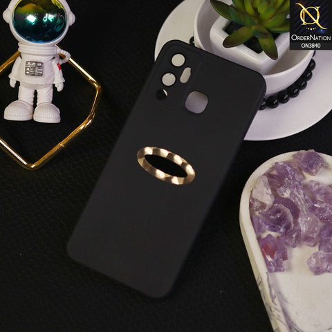 Infinix Hot 12 Play Cover - Black - Soft Silicone Camera Lense Protector Chrome Logo Hole Case