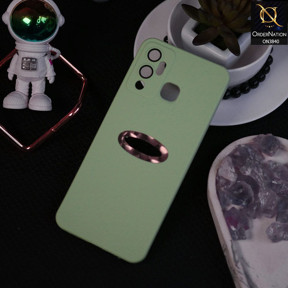 Infinix Hot 12 Play Cover - Light Green - Soft Silicone Camera Lense Protector Chrome Logo Hole Case