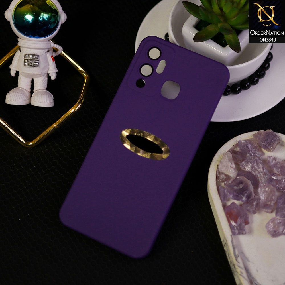 Infinix Hot 12 Play Cover - Purple - Soft Silicone Camera Lense Protector Chrome Logo Hole Case