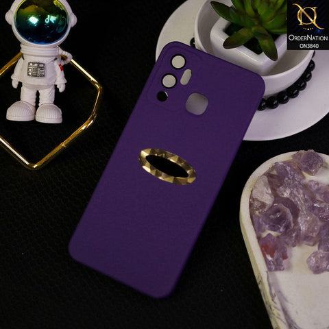 Infinix Hot 12 Play Cover - Purple - Soft Silicone Camera Lense Protector Chrome Logo Hole Case