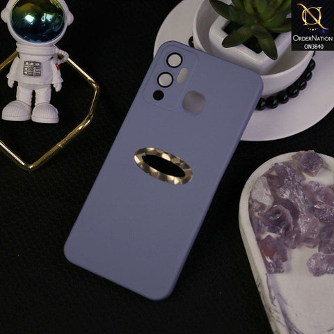 Infinix Hot 12 Play Cover - Stone Blue - Soft Silicone Camera Lense Protector Chrome Logo Hole Case