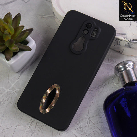 Xiaomi Redmi Note 8 Pro Cover - Black - Soft Silicone Camera Lense Protector Chrome Logo Hole Case