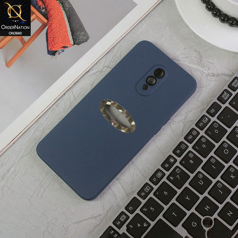 OnePlus 6T Cover - Blue - Soft Silicone Camera Lense Protector Chrome Logo Hole Case