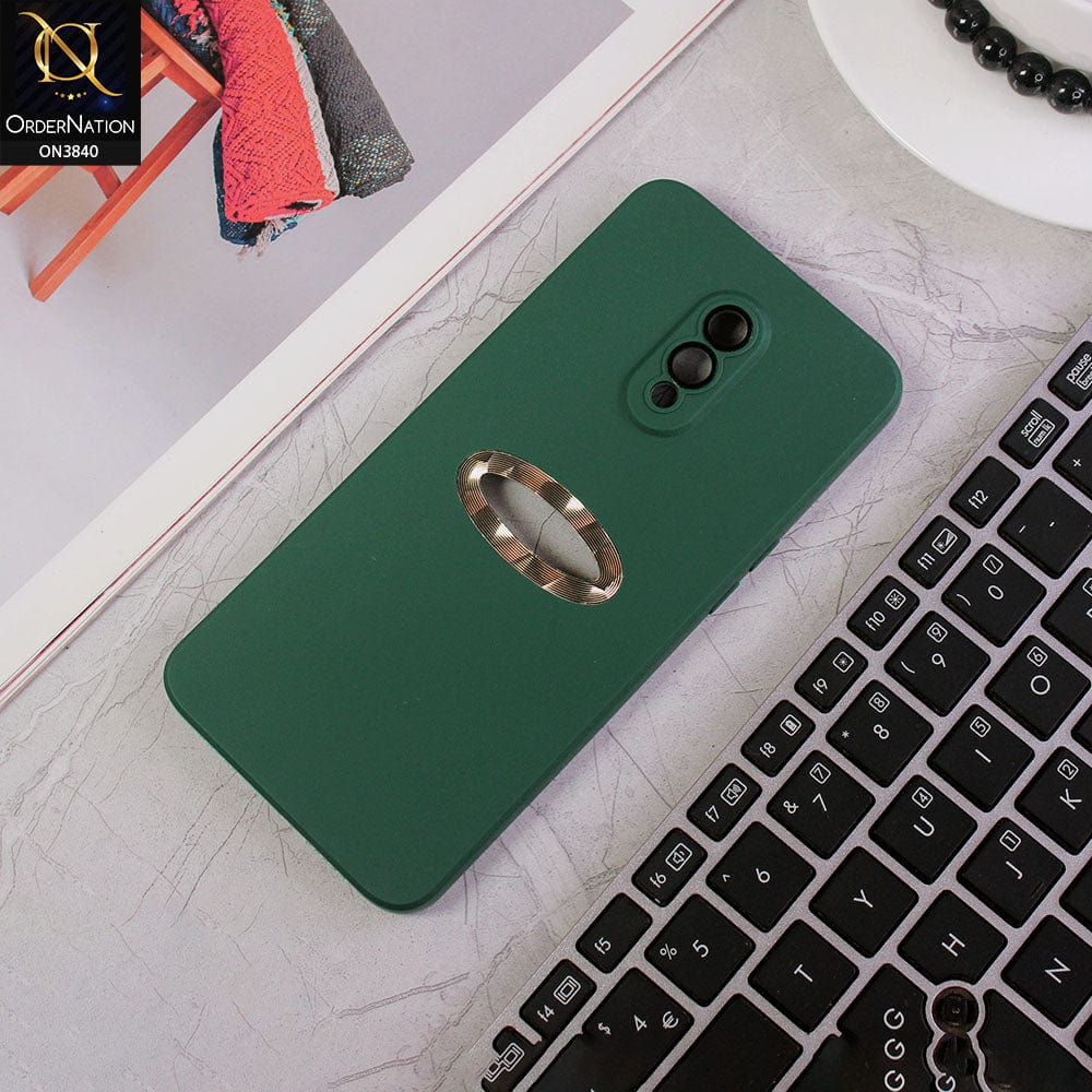 OnePlus 6T Cover - Green - Soft Silicone Camera Lense Protector Chrome Logo Hole Case