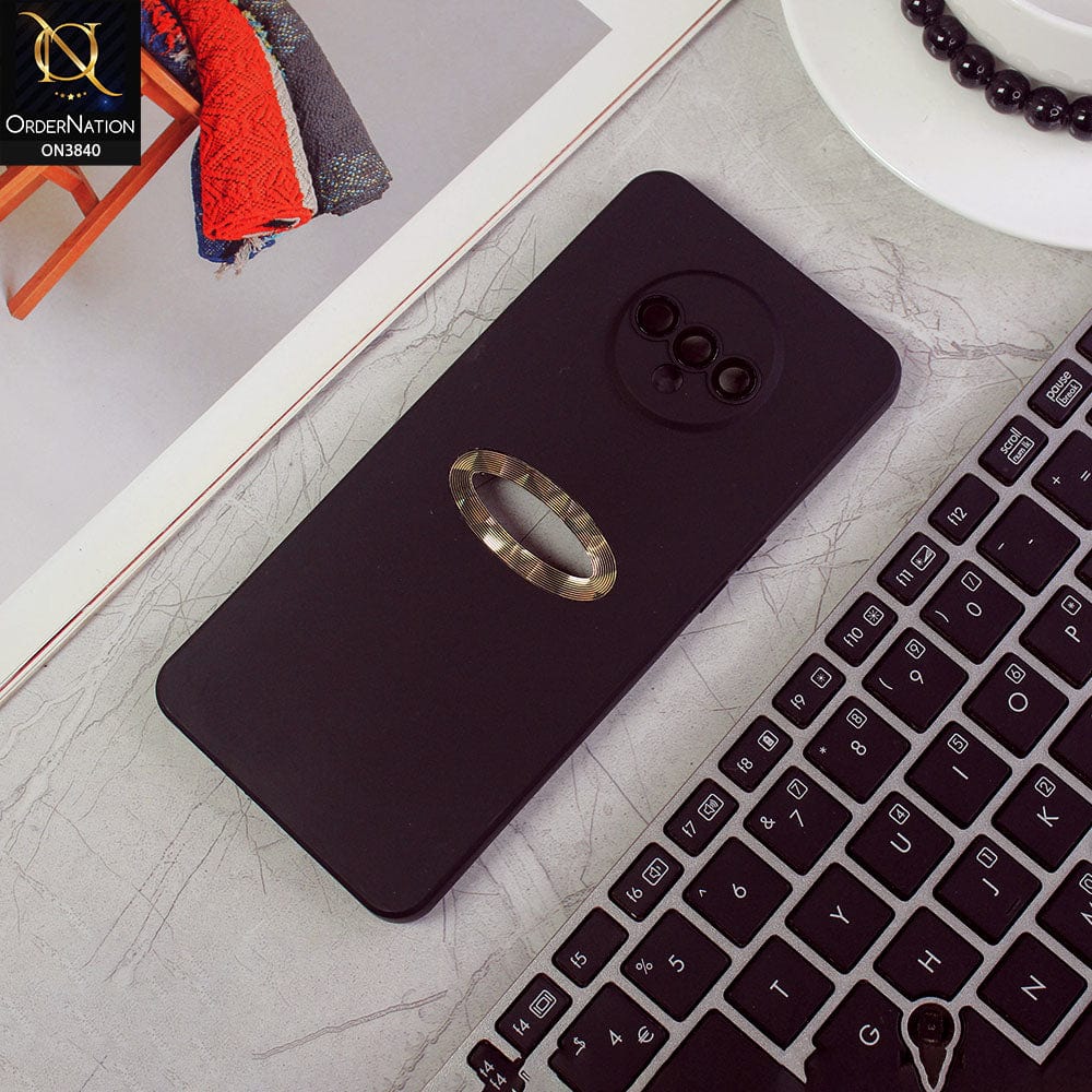 OnePlus 7T Cover - Black - Soft Silicone Camera Lense Protector Chrome Logo Hole Case