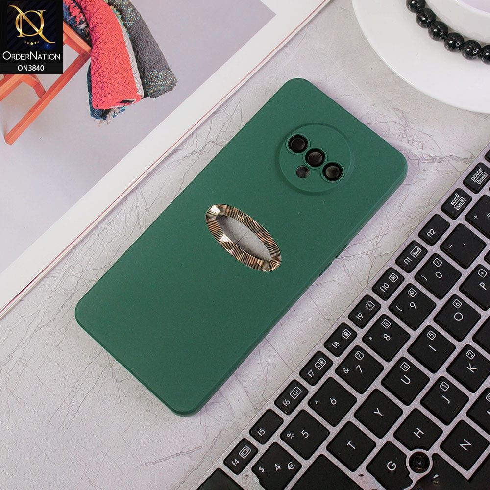 OnePlus 7T Cover - Green - Soft Silicone Camera Lense Protector Chrome Logo Hole Case