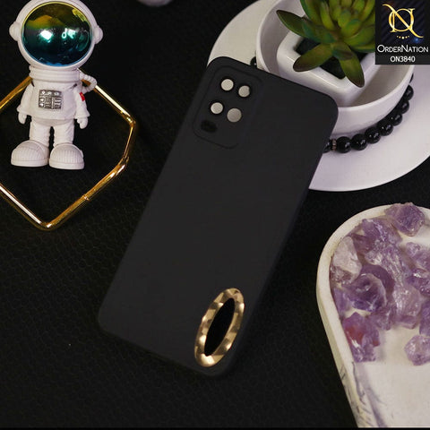 Oppo A54 4G Cover - Black - Soft Silicone Camera Lense Protector Chrome Logo Hole Case