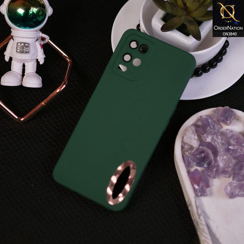 Oppo A54 4G Cover - Dark Green - Soft Silicone Camera Lense Protector Chrome Logo Hole Case
