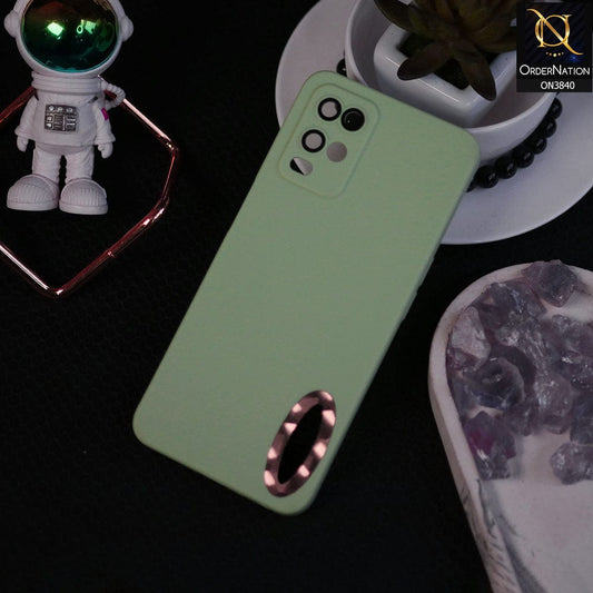 Oppo A54 4G Cover - Light Green - Soft Silicone Camera Lense Protector Chrome Logo Hole Case