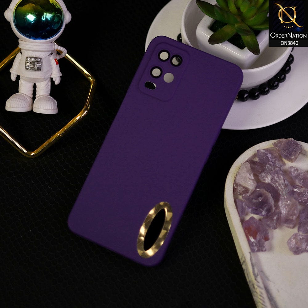 Oppo A54 4G Cover - Purple - Soft Silicone Camera Lense Protector Chrome Logo Hole Case