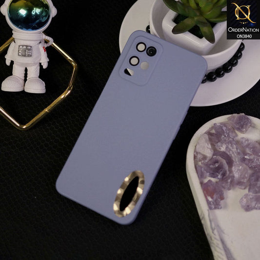 Oppo A54 4G Cover - Stone Blue - Soft Silicone Camera Lense Protector Chrome Logo Hole Case