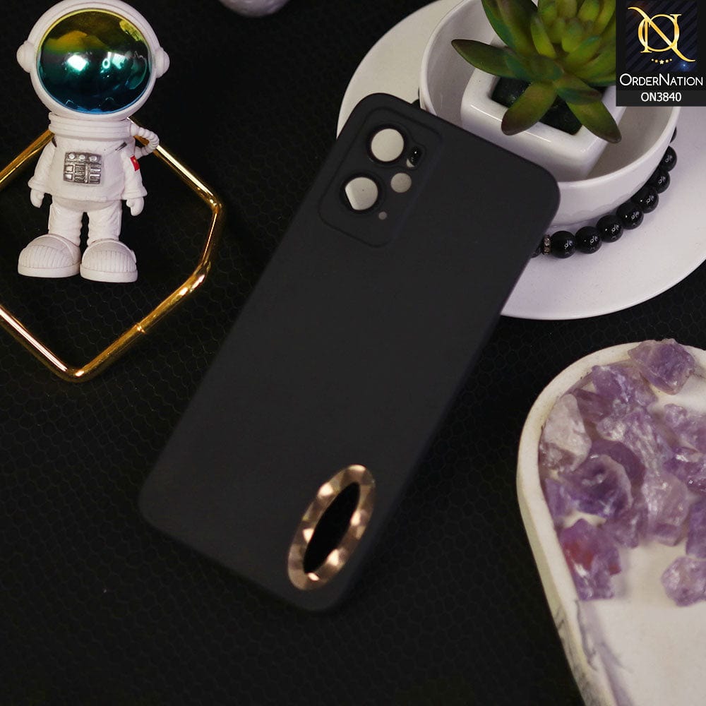 Oppo A76 Cover - Black - Soft Silicone Camera Lense Protector Chrome Logo Hole Case