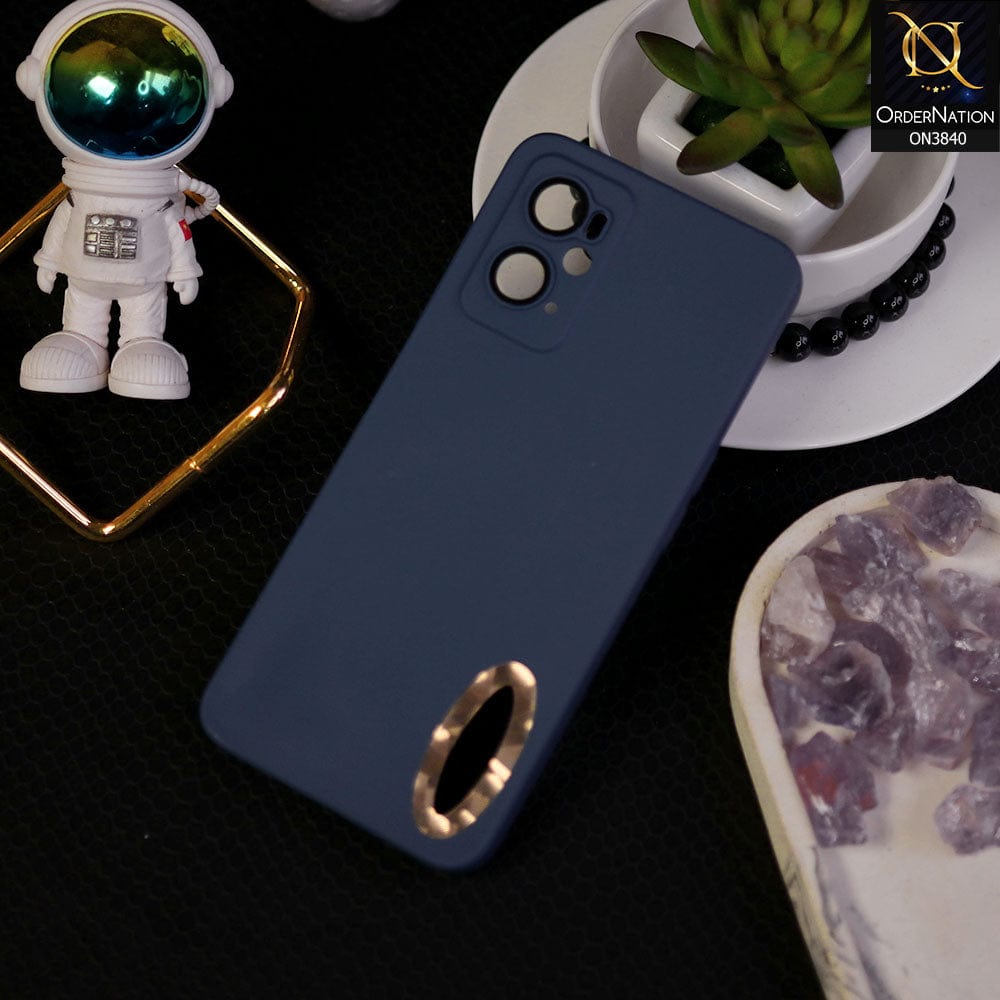 Oppo A76 Cover - Blue - Soft Silicone Camera Lense Protector Chrome Logo Hole Case
