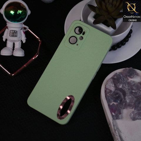 Oppo A76 Cover - Light Green - Soft Silicone Camera Lense Protector Chrome Logo Hole Case