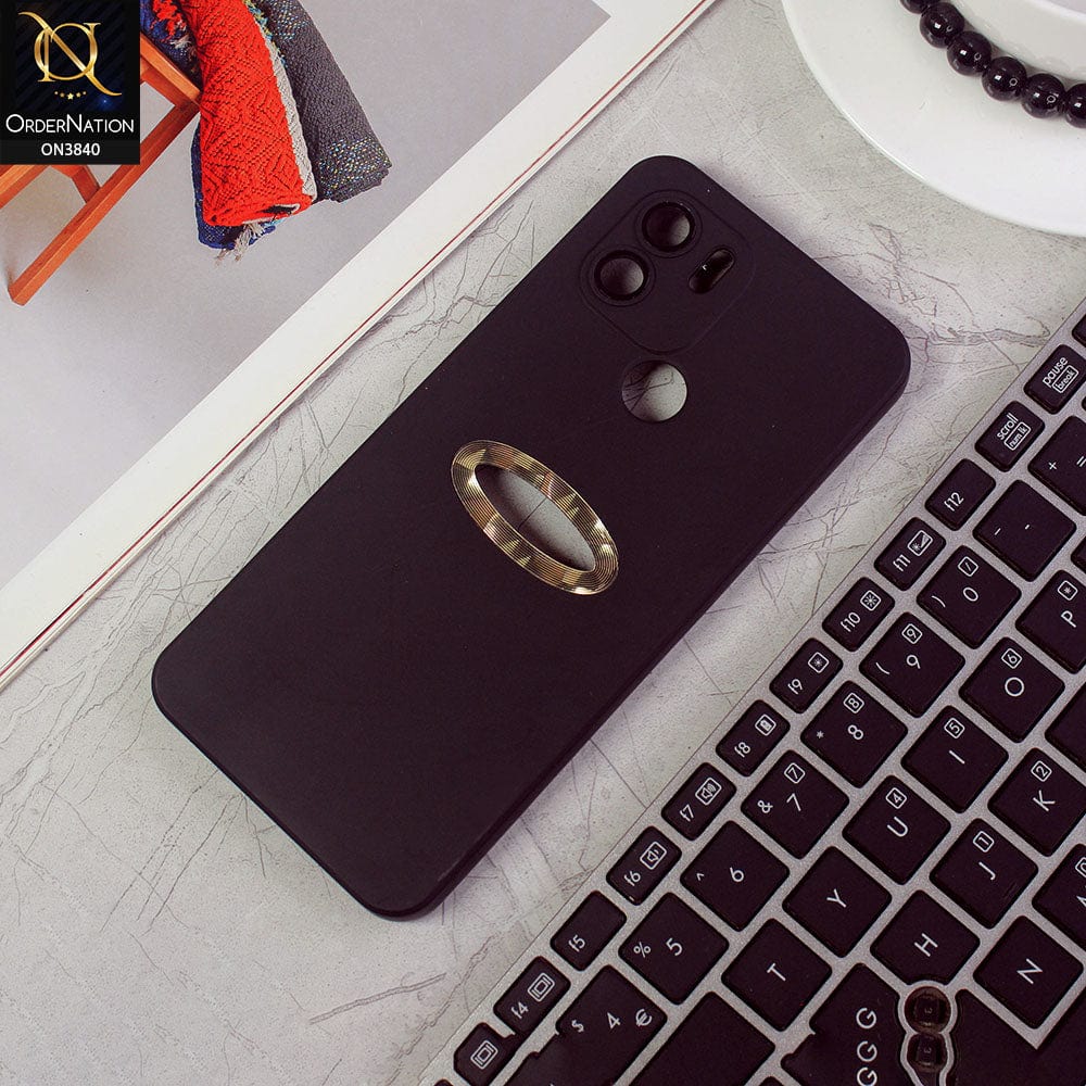Xiaomi Poco C50 Cover - Black - Soft Silicone Camera Lense Protector Chrome Logo Hole Case