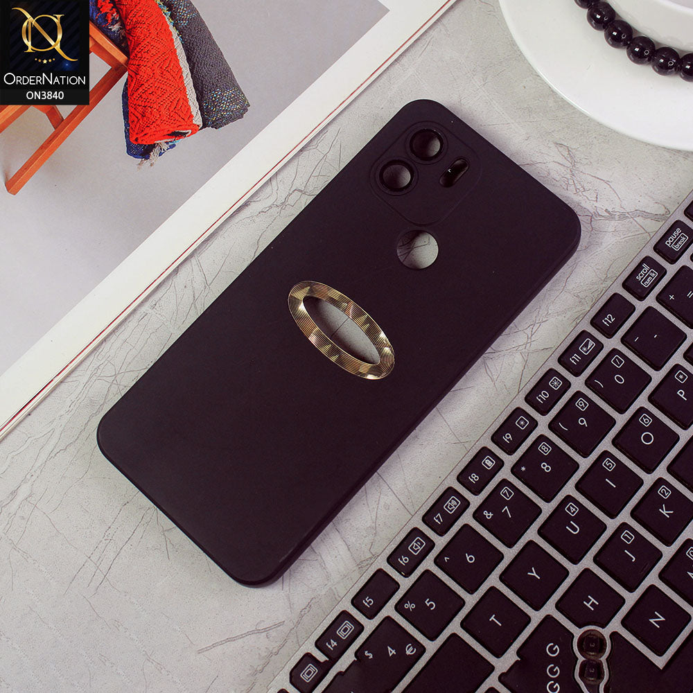 Xiaomi Redmi A1 Plus Cover - Black - Soft Silicone Camera Lense Protector Chrome Logo Hole Case