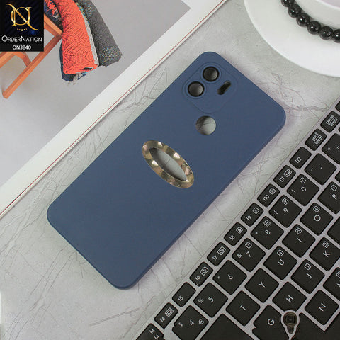 Xiaomi Redmi A1 Plus Cover - Blue - Soft Silicone Camera Lense Protector Chrome Logo Hole Case
