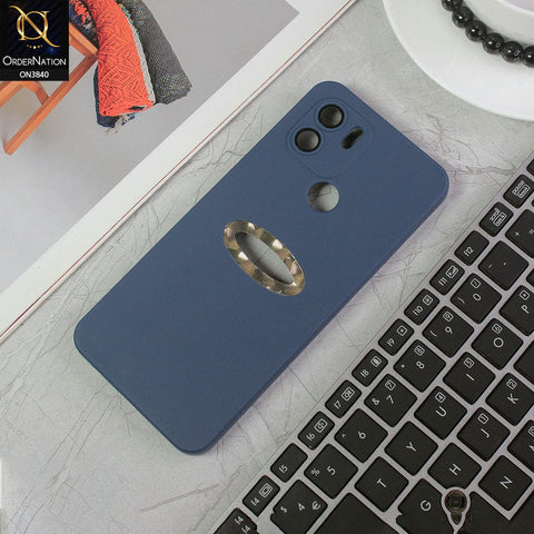 Xiaomi Poco C50 Cover - Blue - Soft Silicone Camera Lense Protector Chrome Logo Hole Case