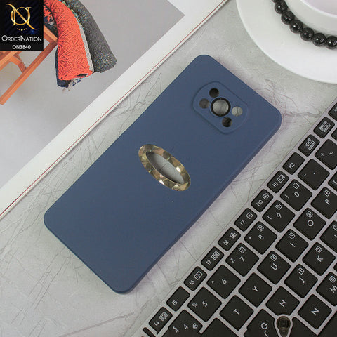 Xiaomi Poco X3 Pro Cover - Blue - Soft Silicone Camera Lense Protector Chrome Logo Hole Case